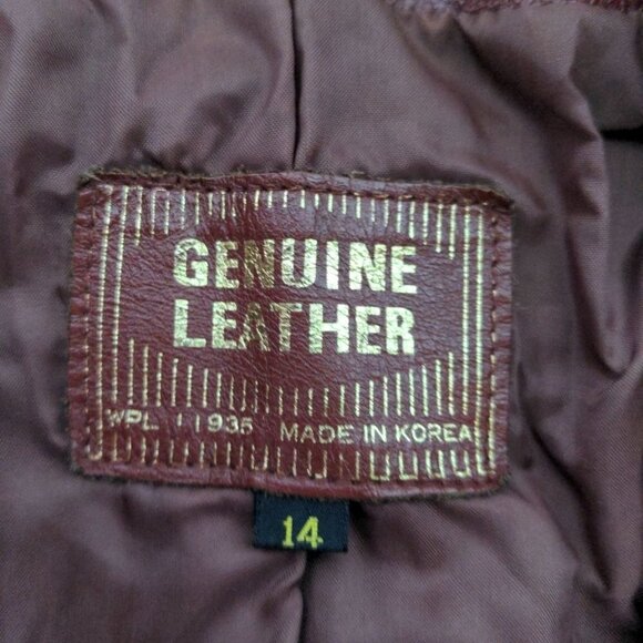 Vintage Women's Leather Jacket Burgundy Red Size 14 - Picture 3 of 4